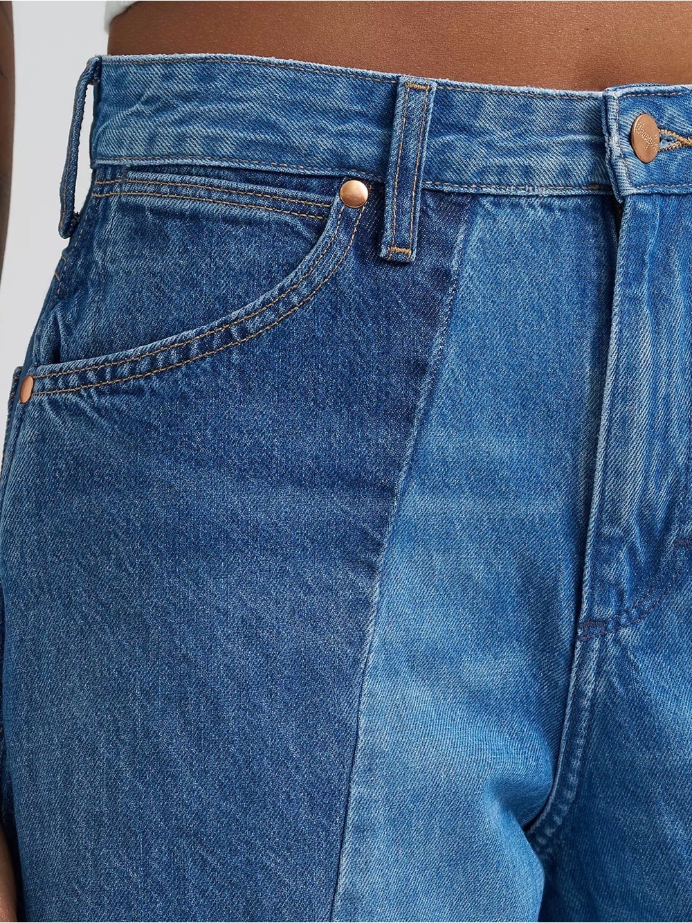 Wrangler cowboy Wide-Leg Two-Tone Blue Jeans for Women - Picture 4 of 16